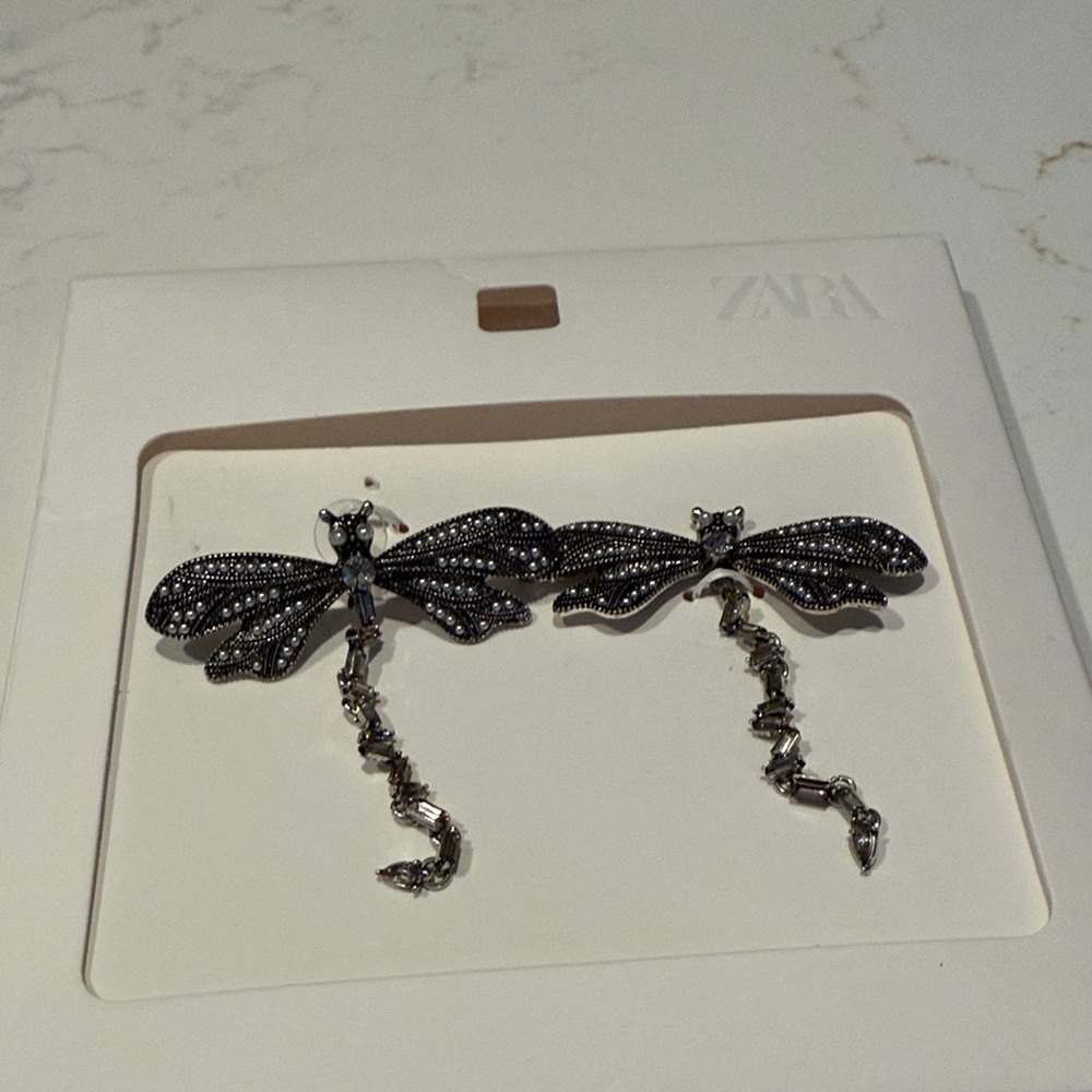 Zara Silver Dragonfly Earrings - Picture 3 of 5